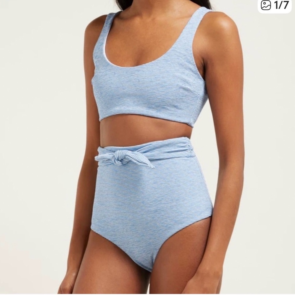 Mara Hoffman Lira Bikini Top size extra large blue/white stripe
